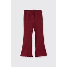 Bordo Panço Kız Bebek Bol Paça Tayt Yüksek Bel Örme Kumaş İle Günlük Şıklık