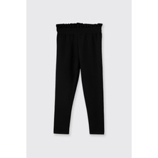 Panço Kız Bebek Lastik Detaylı Siyah Tayt