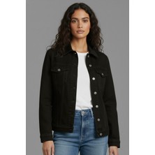 Wkm Kadın Rahat Kesim Çift Cepli Denim Kot Ceket