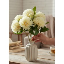 Nettenevime Yapay Çiçek Krizantem Krem Renk Kartopu Büyük Boy 7 Toplu 40CM