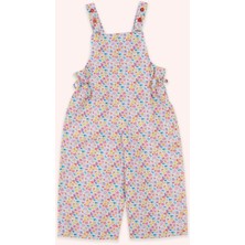 Panço Kız Bebek Çiçek Detaylı Pembe Salopet