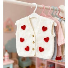 NurEra Design Kırmızı Kalpli 1 Yaş Bebek Yeleği