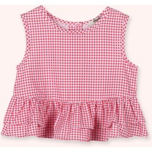 Panço Kız Bebek Fırfır Detaylı Nar Bluz