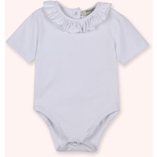 Panço Kız Bebek Kısa Kollu Beyaz Body