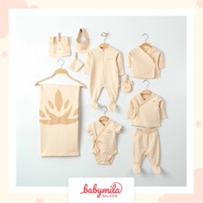 Eslenza Yenidoğan Bebek Için Organik Pamuklu 10 Parça Hastane Çıkışı Seti - Zıbın ve Tulum Takımı Bej