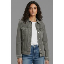 Wkm Kadın Rahat Kesim Çift Cepli Denim Kot Ceket