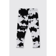 Panço Kız Bebek Desenli Siyah Tayt