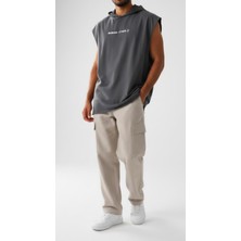 Bumerangspor Erkek Kapüşonlu Kolsuz Oversize  Fitness T-Shirt