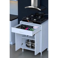 Eliusta Valya Çekmeceli Beyaz 60 cm Genişlikte Mutfak Dolabı Ocak Alanlı 2 Bölmeli 60X88X56 cm Dolap