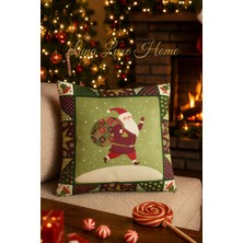 Luna Luxe Home Yeniyıl Özel Tasarım Yılbaşı Temalı Noel Baba Desenli Dijital Baskı Kırlent Kılıfı