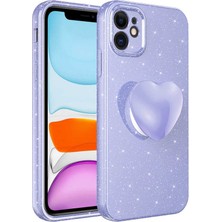 Zore iPhone 11 Kılıf Kamera Korumalı Simli Pop Soketli Lüks Msra Koton Soketli Kapak-Lila