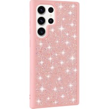 Zore Galaxy S23 Ultra Kılıf Parlak Taşlı Tasarım Msra Pırlanta Kapak-Pembe