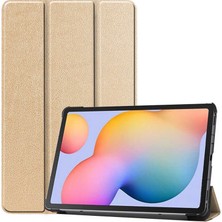 Zore Galaxy Tab S7 Fe Lte (T737-T736-T733-T730)  Uyumlu Msra Smart Cover Standlı 1-1 Kılıf-Gold