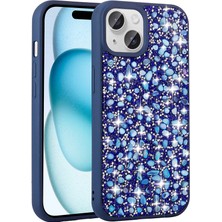 Zore Apple iPhone 15 Kılıf Parlak Taşlı Tasarım Msra Linea Kapak-Lacivert