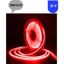 Powerr Led Aydınlatma 12 Volt 8 mm 480 Ledli Esnek Cob Şerit Kırmızı Dış Mekan IP68 5 Metre