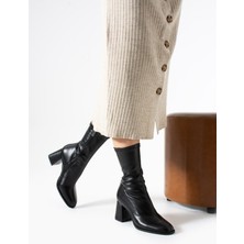 Bufu Osaka Kadın 7 cm Blok Topuk Bilek Boy Streç Bot