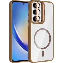 Zore Galaxy A55 Kılıf Standlı ve Kamera Lens Hediyeli M-Safe Şarj Özellikli Msra Etro Kapak - Desert Tita