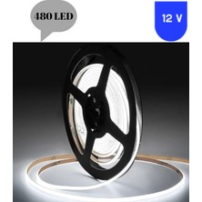 Powerr Led Aydınlatma 12 Volt 8 mm 480 Ledli Esnek Cob Şerit 6500 K Beyaz Dış Mekan IP68 5 Metre