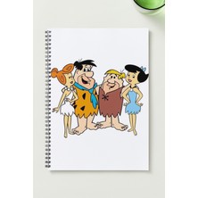 Black-One Taş Devri ( Freed,vilma,barney) A5 Metal Spiralli Çizgisiz Sert Kapak Taş Devri  defter