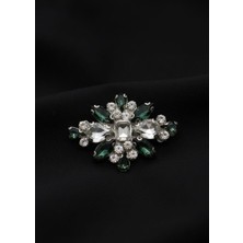 Barış Dizayn Bros Zümrüt Antik Stil Parlak Taşlı Broş