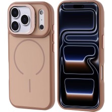 iPhone 17 Pro Kılıf M-Safe Şarj Özellikli Kamera Standlı Zore Notron Kapak - Gold