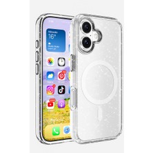 Zore Apple iPhone 16 Plus Kılıf Magsafe Şarj Özellikli Parlayan Simli Saydam Renkli Msra Allstar Kapak-Şe