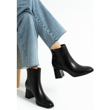 Bufu Luna Noır Parlak Topuklu Kadın Bot, Şık, Zarif, Günlük Kullanıma Uygun Modern Tasarım