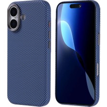 Zore iPhone 17 Kılıf M-Safe Şarj Özellikli Karbon Fiber Görünümlü Msra Nekst Kapak - Lacivert