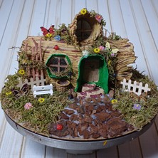 Saklı Kütük Peri Evi (Işıklı Seramik Hamurundan El Yapımı Minyatür Ev)