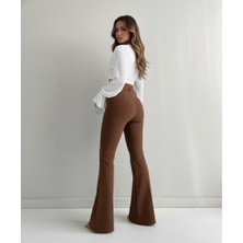 Kadın Ithal Doubleface Ispanyol Paça Kemer Detaylı Kumaş Pantolon