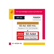 Damga Market Pvc Arkası Yapışkanlı Raf Önü Etiketliği+Silinebilir Karton Etiketi (4X10 cm 50'li Set)