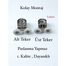 Lufern Dayanıklı Duşakabin Tekerleği Alt Üst Sürgülü Cam Kabin Tekeri Rulman Metal Gövdeli 8 Li Set