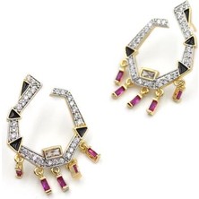 Royaleks Sallantılı Taşlı Küpe - Kırmızı