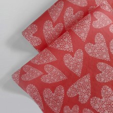 Packanya Kırmızı Kalp Desenli Pelur Kağıt- 50X70 17 gr - 100 Adet