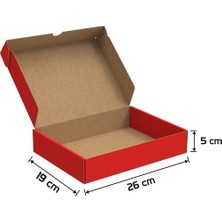 Packanya 26X19X5 - 25 Adet - Kırmızı Kilitli E Ticaret Karton Kargo Kutusu (Ofset Red Chrome)