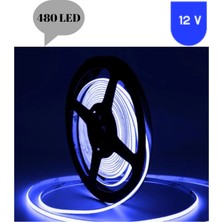 Powerr Led Aydınlatma 12 Volt 8 mm 480 Ledli Esnek Cob Şerit Mavi Dış Mekan IP68 5 Metre