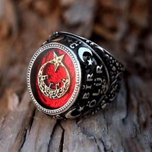 Takılingo 925 Ayar Gümüş Bir Ölür Bin Diriliriz Yazılı Göktürkçe Türk Yazı Işlemeli Erkek Yüzük