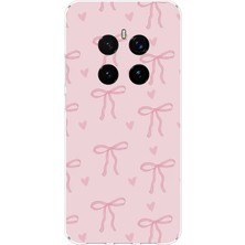 TechTree Honor Magic 7 Pro Uyumlu Pembe Kalpli Fiyonklar Baskılı Silikon Kılıf