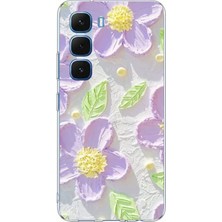 TechTree Infinix Hot 60-60I Uyumlu Mor Papatyalar Sulu Boya Baskılı Silikon Kılıf