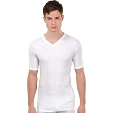 Has Altunkoza Altunkoza 12'li Beyaz Likralı V Yaka Erkek Fanila 14006