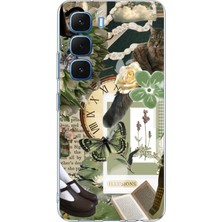 TechTree Infinix Hot 60-60I Uyumlu Yeşil Estetik Pano Kolaj Baskılı Silikon Kılıf