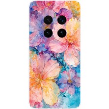 TechTree Honor Magic 7 Pro Uyumlu Renkli Çiçekler Sulu Boya Baskılı Silikon Kılıf