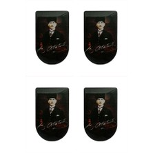 Aresoutdoors Şarjöraltı Sticker Bayrak Etiketi 4 Adet Atatürk Imzalı Beyaz Desenli