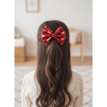 El Yapımı Abiyelik Pul Payet Kırmızı Otomatik Fiyonk Cocuk Toka, Fiyonk Kadin 23 Nisan 29 Ekim