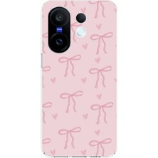 TechTree Vivo X200 Fe Uyumlu Pembe Kalpli Fiyonklar Baskılı Silikon Kılıf