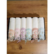 %100 Pamuklu Kesme Nakışlı Uç Işlemeli Kadife 50×90 Kutulu Lüx Çeyizlik El ve Yüz Havlusu Seti