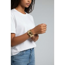 Alya's Aksesuar Geometrik Yüzey Tasarımlı Manşet Kelepçe Bilezik