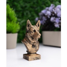 Makerpax Alman Kurdu Köpek Büst Heykel – El Yapımı Dekoratif Figür 12CM – Masa Üstü Süs Eşyası
