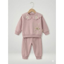Selvira Bebek-Çocuk Eşofman Takımı | Nakışlı 3 Iplik Şardonlu Çocuk Sweatshirt Alt Üst Takım