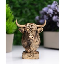 Makerpax Boğa Büst Heykel – El Yapımı Dekoratif Figür 12CM – Masa Üstü Süs Eşyası